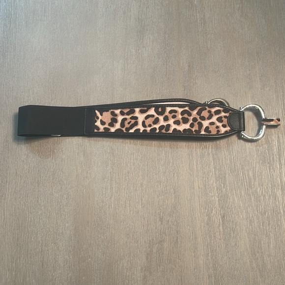 Chico’s Genuine Leather pony heather elastic stretch belt silver buckle Size S - Picture 11 of 12